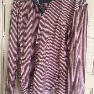 Hugo Boss.  Striped brick and White Shirt with Denim Accents